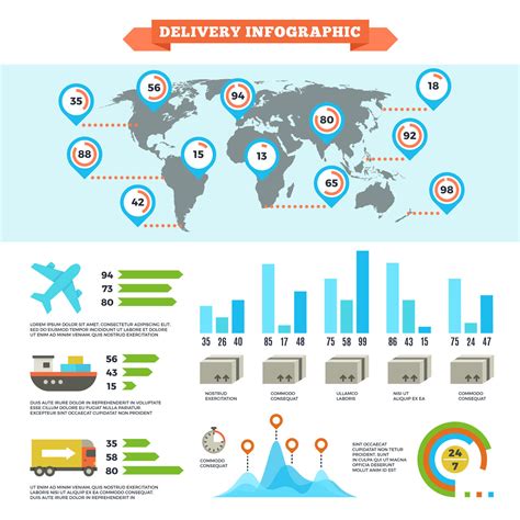Logistics Delivery Shipping And Cargo Loading Vector Infographic With
