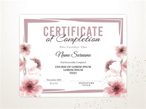 Certificate Of Completion Editable Certificate Template Modern