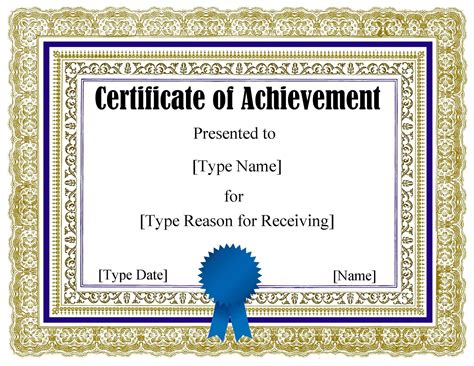 Free Templates For Certificates Of Achievement
