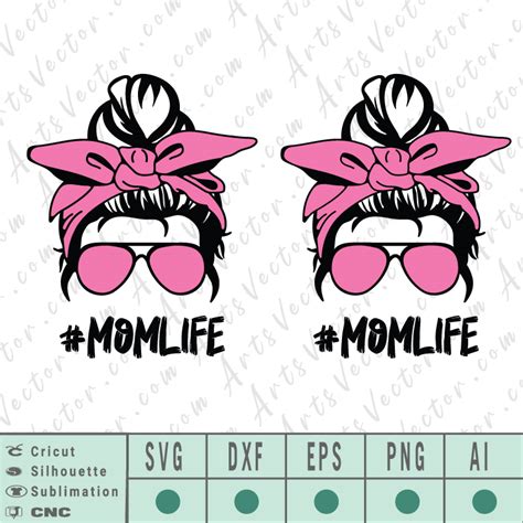 Commercial Use Bun Hair Sunglasses Headband Mom Life TRANSPARENT Messy Bun Mom Life PNG