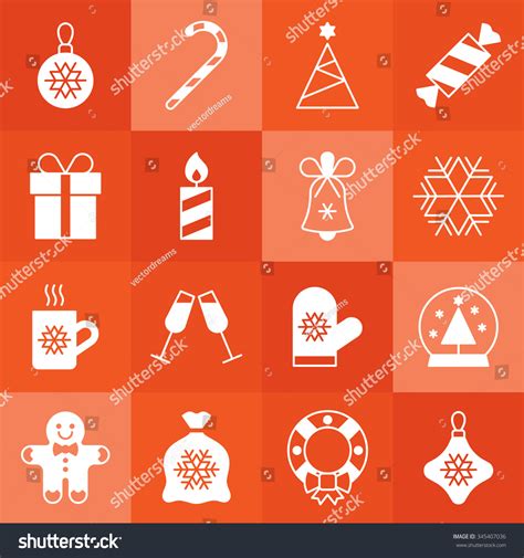 Christmas Icon Set Stock Vector Royalty Free 345407036