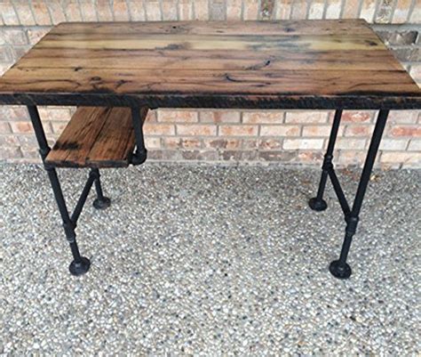 I used plumbing pipes for the legs and found a. Reclaimed Wood Desk Table - Rustic Solid Oak W/ 28" Black ...