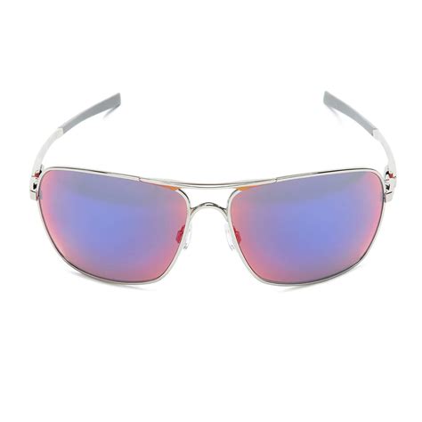 oakley men s plaintiff squared sunglasses polished chrome red iridium designer
