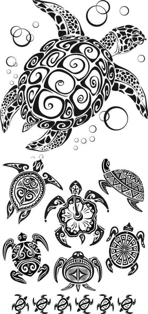 Schildkröten Designs Mit Tribal Look Ta Moko Tattoo Hawaiianisches