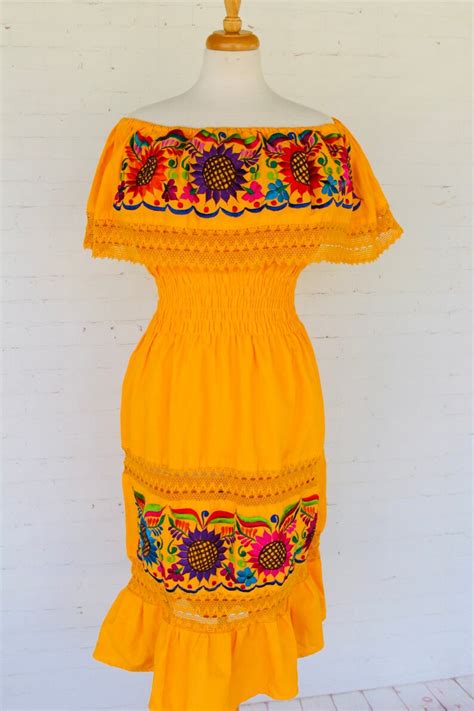 mexican floral embroidered dress traditional mexican dress etsy