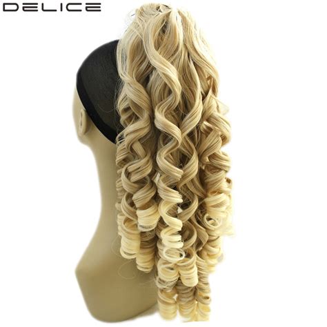 Delice 24 Clip In Long Blonde Curly Claw Ponytail High Temperature