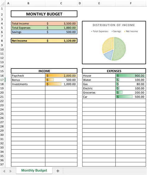 Plantilla De Presupuesto Mensual De Excel Etsy