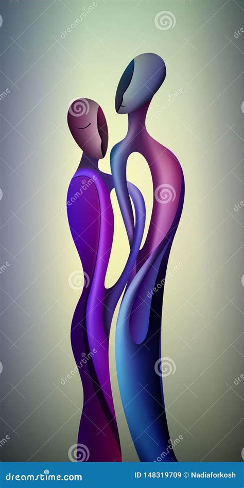 Couple In Love Abstract Concept Blue Man And Red Woman Body