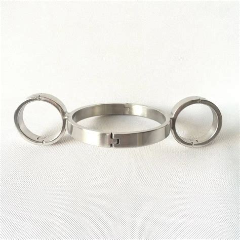 New Stainless Steel Pillory Fix Neck Ring Collar Handcuffs Wrist