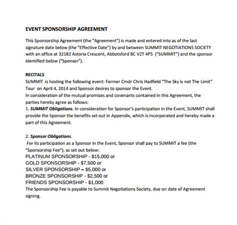 Event Sponsorship Contract Template
