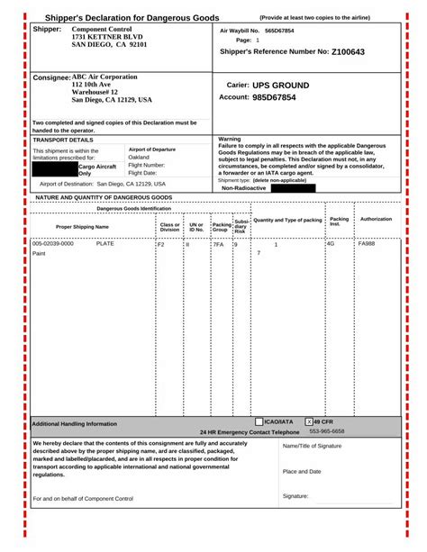 PDF Shipper S Declaration For Dangerous Goods Shipper S Declaration