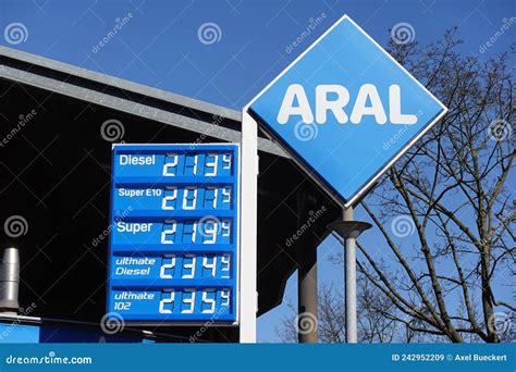 Aral Gas Station In Germany Displaying Diesel And Super Petrol Prices