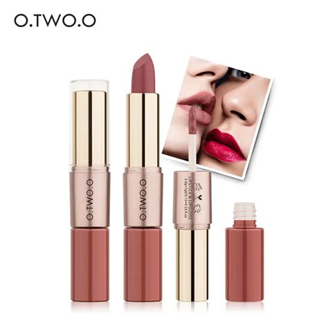 Otwoo 12 Colors Double Head Matte Lipstick Lip Gloss Lips Makeup Waterproof Long Lasting Lip