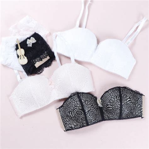 New Sexy Lace Half Cup Bra Sets For Women Wireless Thin Breathable Comfortable Underwear 3