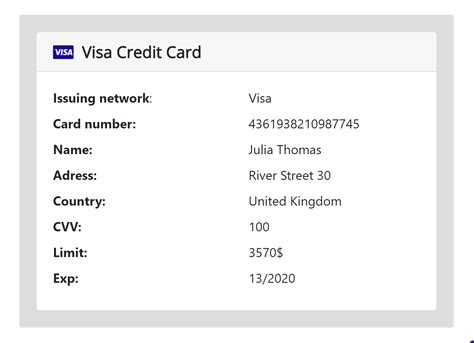 Free Visa Credit Card Numbers With Money 2021 Credit Card Info Free