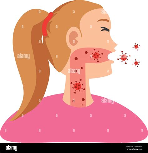 Mujer Joven Enferma Tosiendo Coronavirus Covid Enfermedad Respiratoria Imagen Vector De Stock