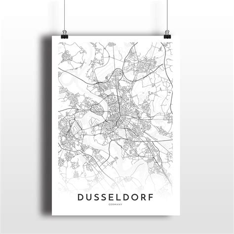 Dusseldorf Map Dusseldorf Germany City Map Print Map Etsy