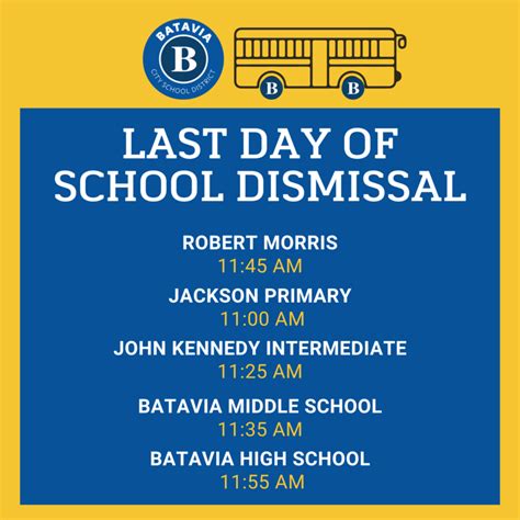 Wednesday June 21 Half Day Dismissal Schedule Batavia City School