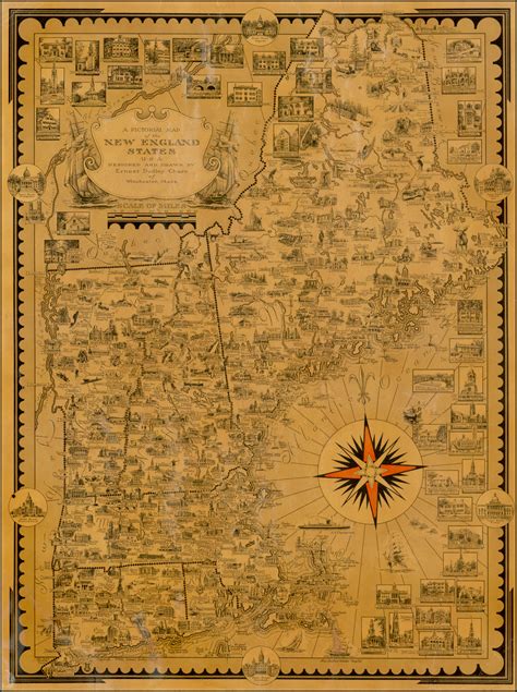 A Pictorial Map Of The New England States Usa Barry Lawrence