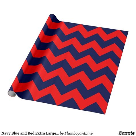 Navy Blue And Red Extra Large Chevron Wrapping Paper