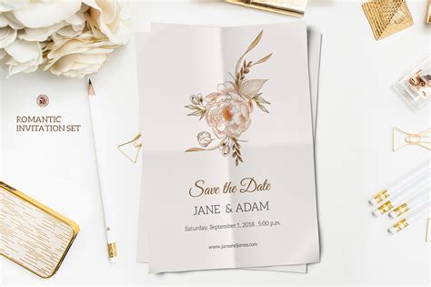 Romantic Wedding Invitation Set 35032 Card Making Design Bundles