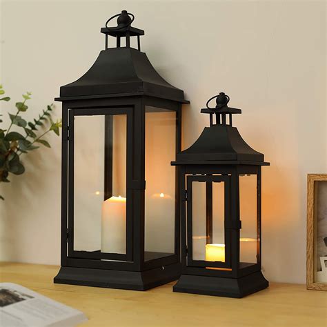 Jhy Design Set Of 2 13and195tall Outdoor Candle Lanterns Vintage