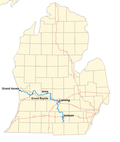 Grand River Michigan Wikipedia Inside Michigan River Map Printable