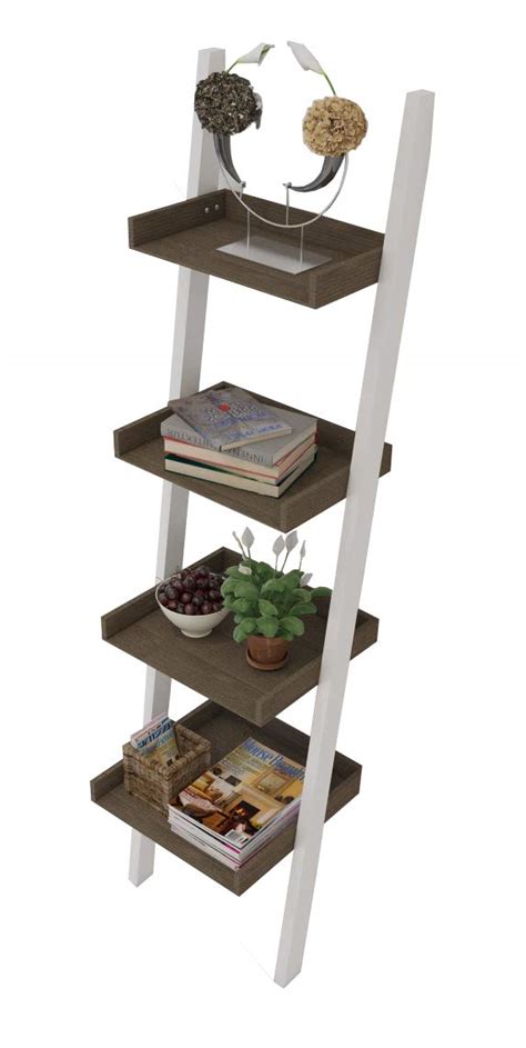 4 Tier Bookcase White Ladder Shelf Unit Display Shelves Storage