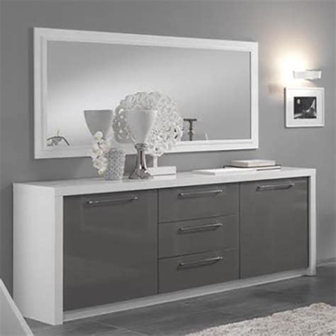 Blanc & gris ou blanc. Bahut 2 portes 3 tiroirs Fano laqué blanc et gris Blanc ...