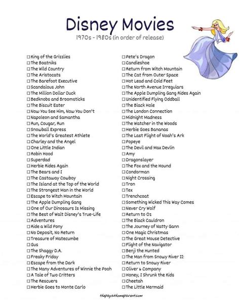 This includes disney, pixar, marvel studios, star wars, national geographic, and even some content from its recent acquisition of 20th. Free Disney Movies List of 400+ Films on Printable ...