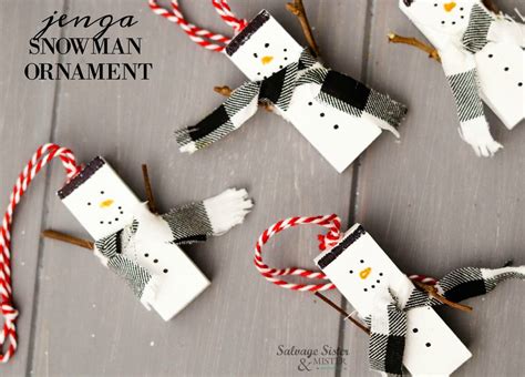 Jenga Snowman Ornament Snowman Ornaments Diy Christmas Tree