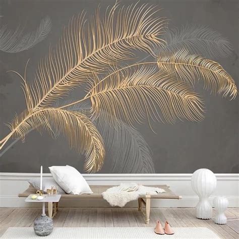 Feathers Wallpaper Feathers Wall Mural Abstract Wallpaper Etsy Room