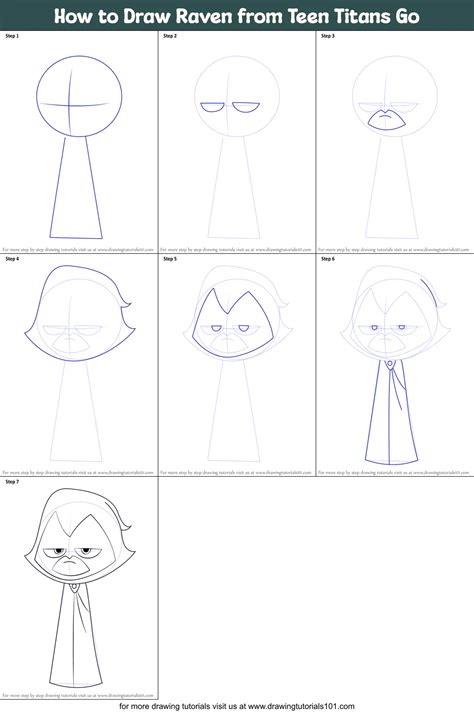 How To Draw Raven From Teen Titans Go Printable Step By Step Drawing