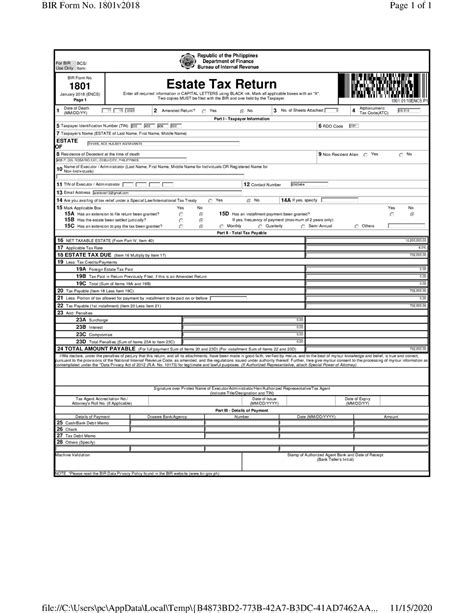 Tevesacehulsey 1801 Tax Bir Form 1801 Bir Form No 1801 January