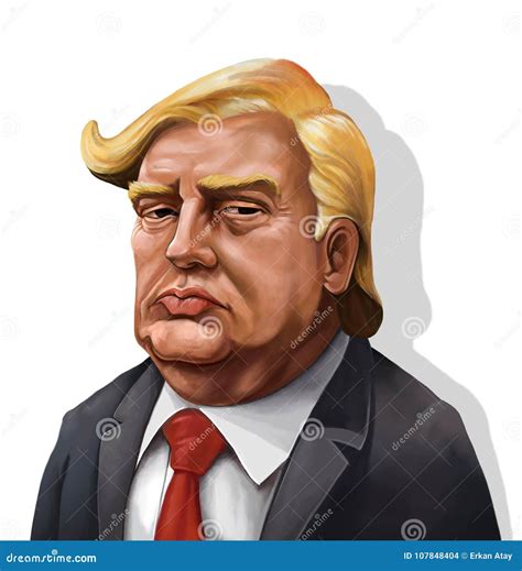 Cartoon Portrait Of Donald Trump Giving A Speech Vector Illustration