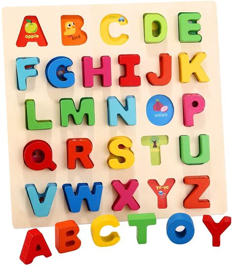 26 Letters Wooden Chunky Letters Abc Alphabet Puzzle Learning Etsy