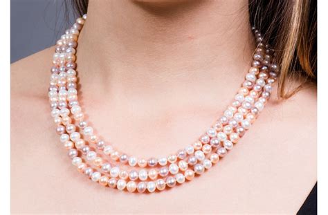 Multi Color Triple Strand Layer Freshwater Pearl Necklace 6 7mm Pearl Rack