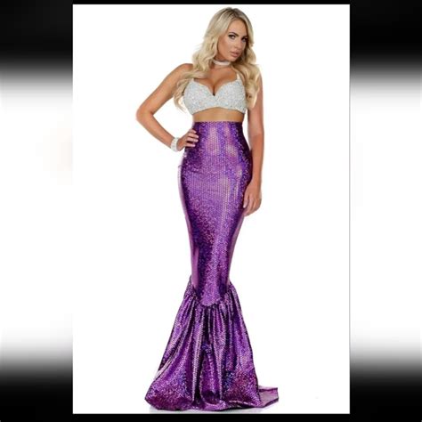 Foreplay Skirts Foreplay Womens Mediumlarge Purple Hologram Mermaid Scale Skirt Costume
