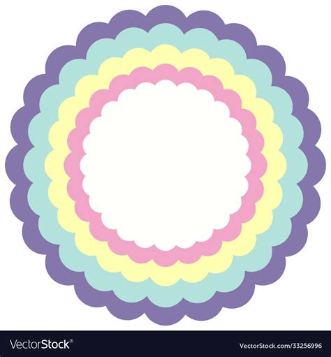 Rainbow Wavy Circle Frame In Pastel Color Template