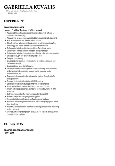 Feb 29, 2020 · to make those seconds count, you need your resume to grab their attention right up front. Front End Developer Resume Sample | Velvet Jobs