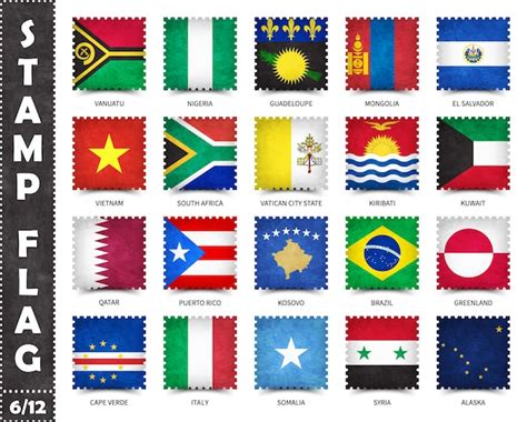 Premium Vector Stamps Set Of Official Flags Of Countries In The World