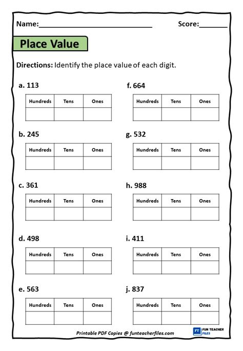 Place Value Ones Tens And Hundreds Worksheets Set 1 Fun Teacher Files