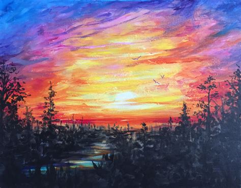 Sunset Forest Painting At Explore Collection Of