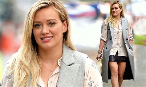 Hilary Duff Puts Her Toned Pins On Parade In A Tiny Leather Skirt