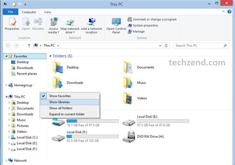 Show Libraries Option In Navigation Area Of Windows Explorer Windows 81