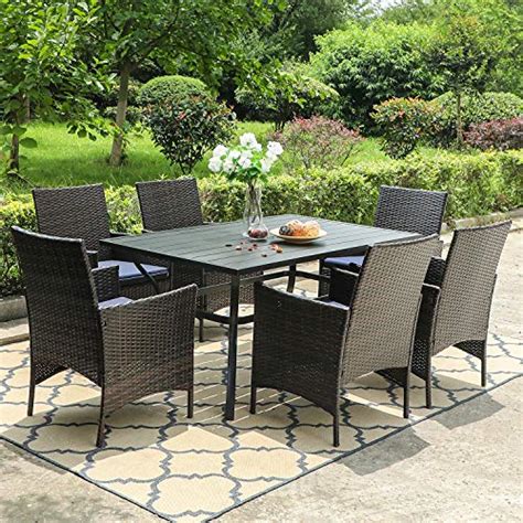 This seven piece dining set is a great deal for anyone needing a new set. PHI VILLA 7 Piece Patio Dining Sets, Outdoor Slatted Metal ...