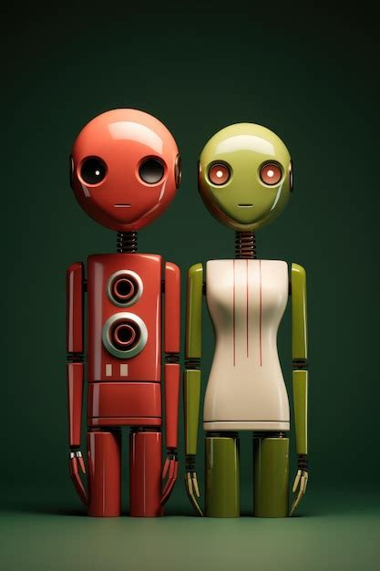 Premium Ai Image A Couple Of Robots Standing Next To Each Other