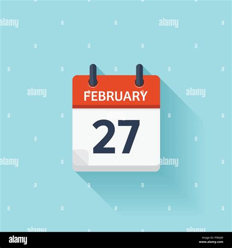 February 27 Vector Flat Daily Calendar Icon Date And Time Day Month