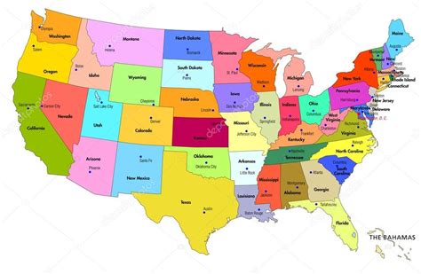 Usa Mapa Estados Y Capitales