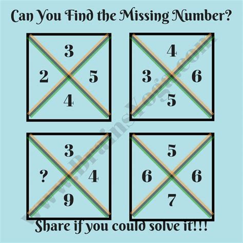 Mathematics Logic Missing Number Puzzle With Answer